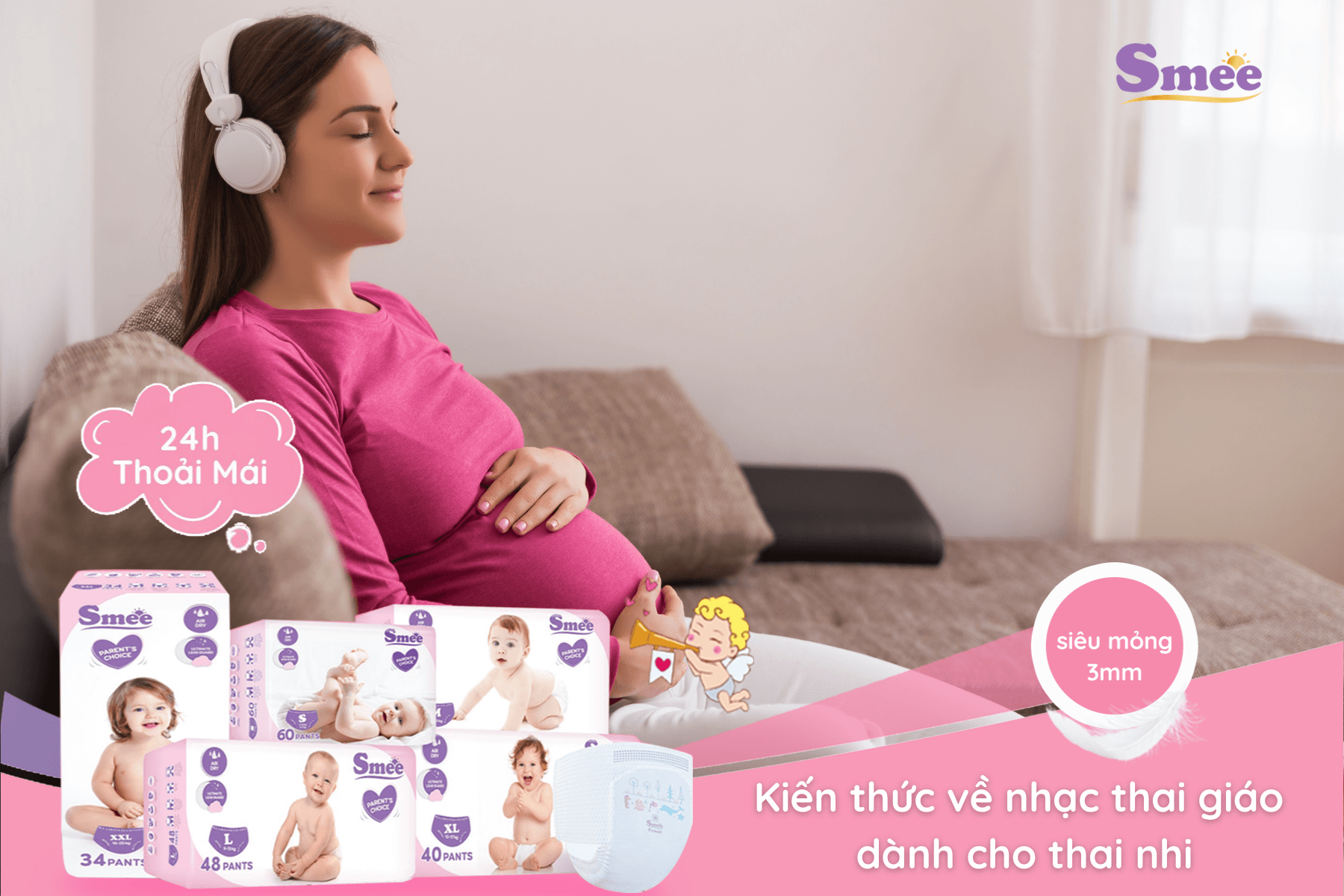 Cho thai nhi nghe nhạc vào lúc bé thức hoặc lúc mẹ thư giãn
